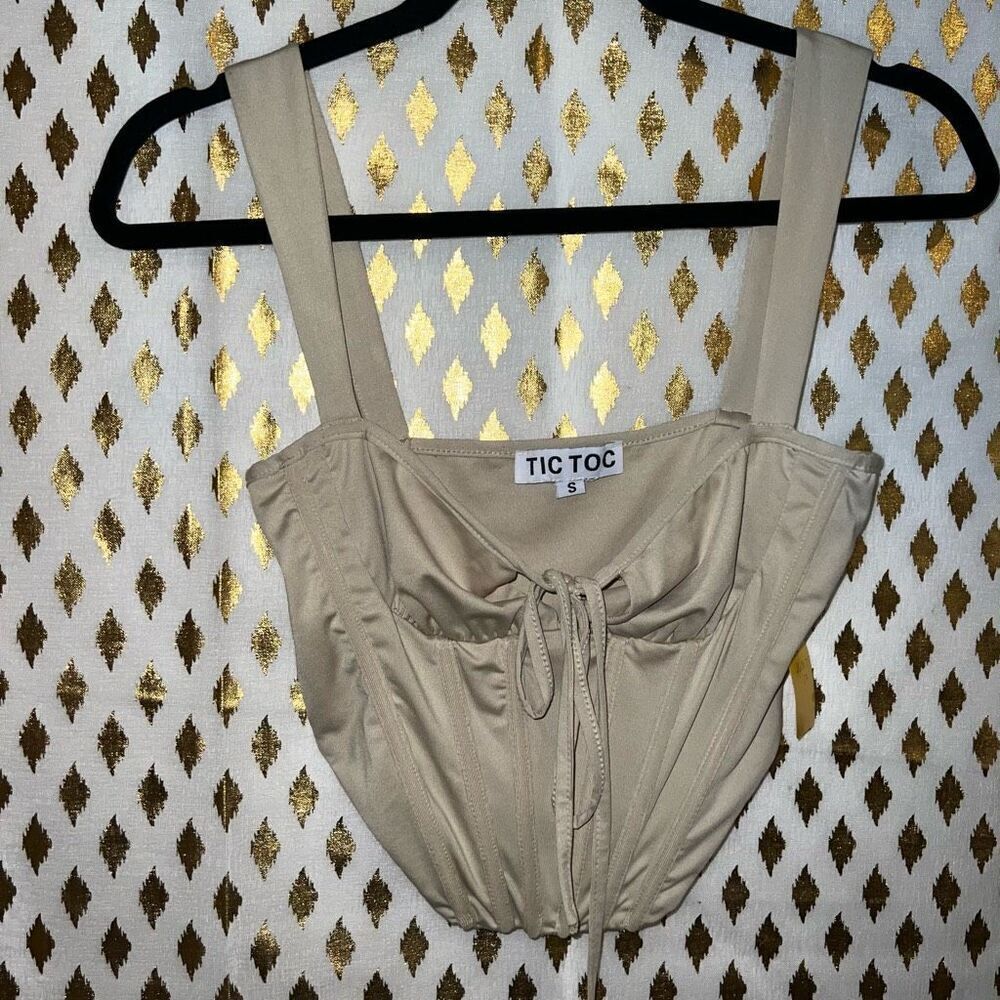 Nude corset crop top strappy tank top tictoc size S